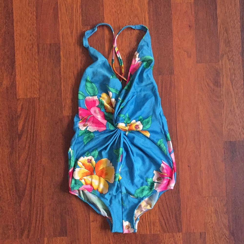 Vintage floral one-piece swimsuit